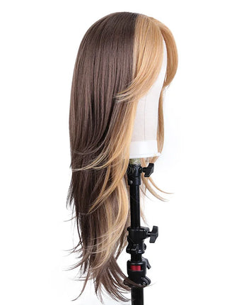FREEDOM Synthetic Lace Front Wigs For Women 26 Inch Long Straight Lace Wig With Bangs Ombre Orange Blonde Wigs Cosplay Wigs