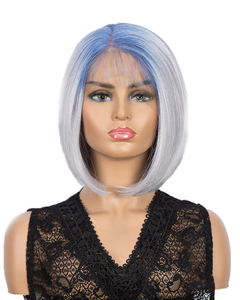 NOBLE Synthetic 4*4 Lace Frontal  Bob Wigs | Ombre Silver Color Straight Bob Wig | JULIE - Noblehair