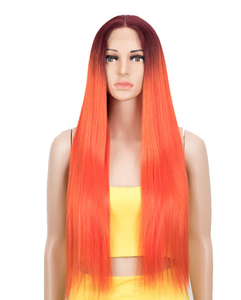 NOBLE Synthetic Lace front Middle Part Wig | 30 Inch long straight Wig | Ombre Red Wig HEADLINE - Noblehair