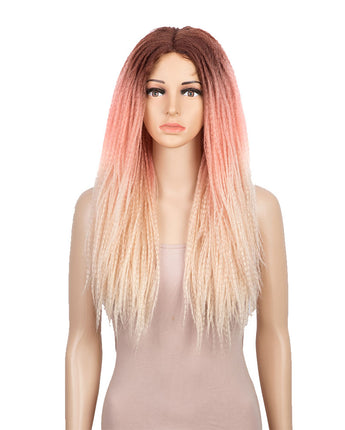 NOBLE Synthetic Lace Front Wigs | 26 Inch Natural Faux Locs Ombre Pink Wig | Kate - Noblehair