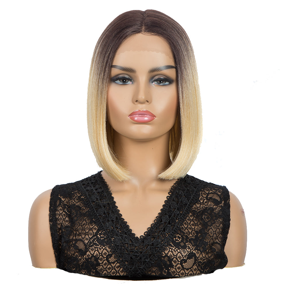 NOBLE Synthetic Lace Front BOB Wig |11 inch Middle Lace Part Wig | Ombre Blonde Wig - Noblehair