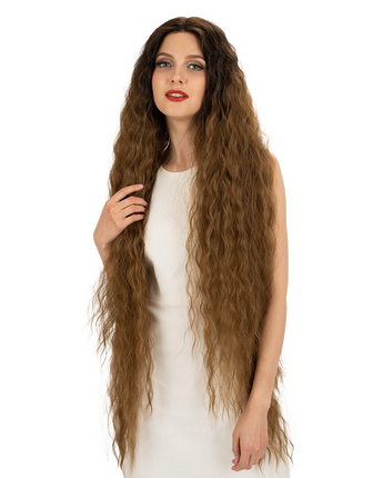 41 Inch Super Long Wavy Ash Blonde Synthetic Wig | NOBLE Bohemian Synthetic Lace Front Wigs