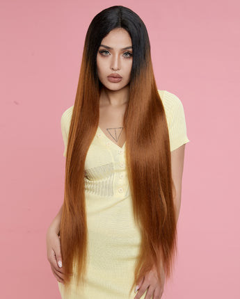 NOBLE Synthetic Lace Front Wigs | 37 inch Super Long Straight Lace Wig Preplucked | Softer Bio Hair Wig 5 Colors