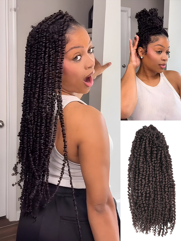 Noble Passion Twist Crochet Dark Brown Pre-Twisted Crochet Braid Pre Looped Curly Synthetic Hair