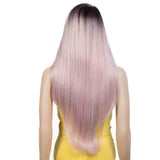 NOBLE Synthetic Lace Front Wigs | 28 Inch Long Straight Lace Wig Preplucked Side Part Lace Wig Ombre Color - Noblehair