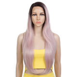 NOBLE Synthetic Lace Front Wigs | 28 Inch Long Straight Lace Wig Preplucked Side Part Lace Wig Ombre Color - Noblehair