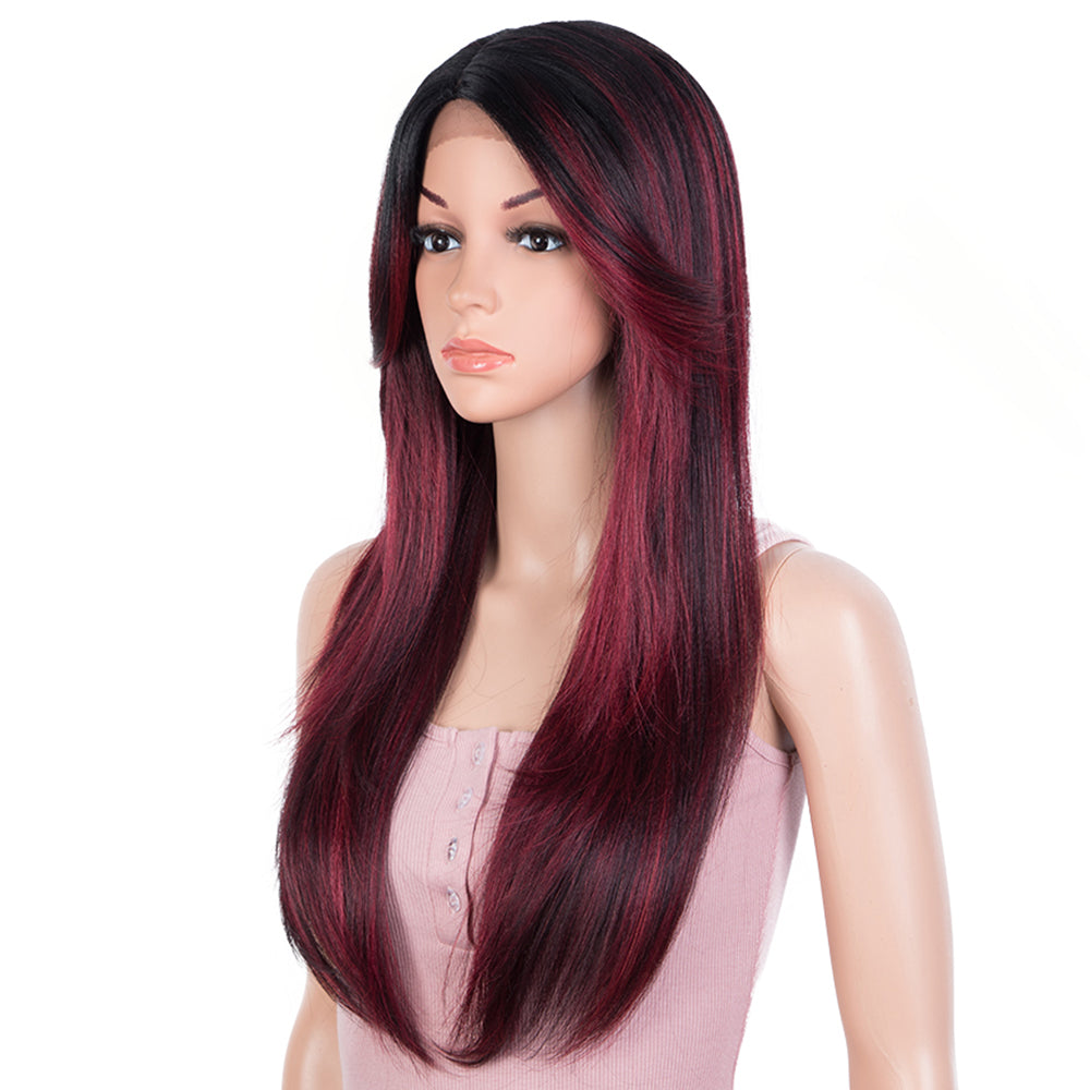 Clearance Sale 30 Inch 5 Inch Lace Part Red Highlight Color Wig