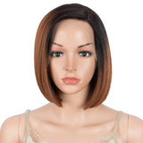 Synthetic Lace Wig Side Part Lace 9.5 Inch丨Brown Color NOBLE Daria Bob Wigs
