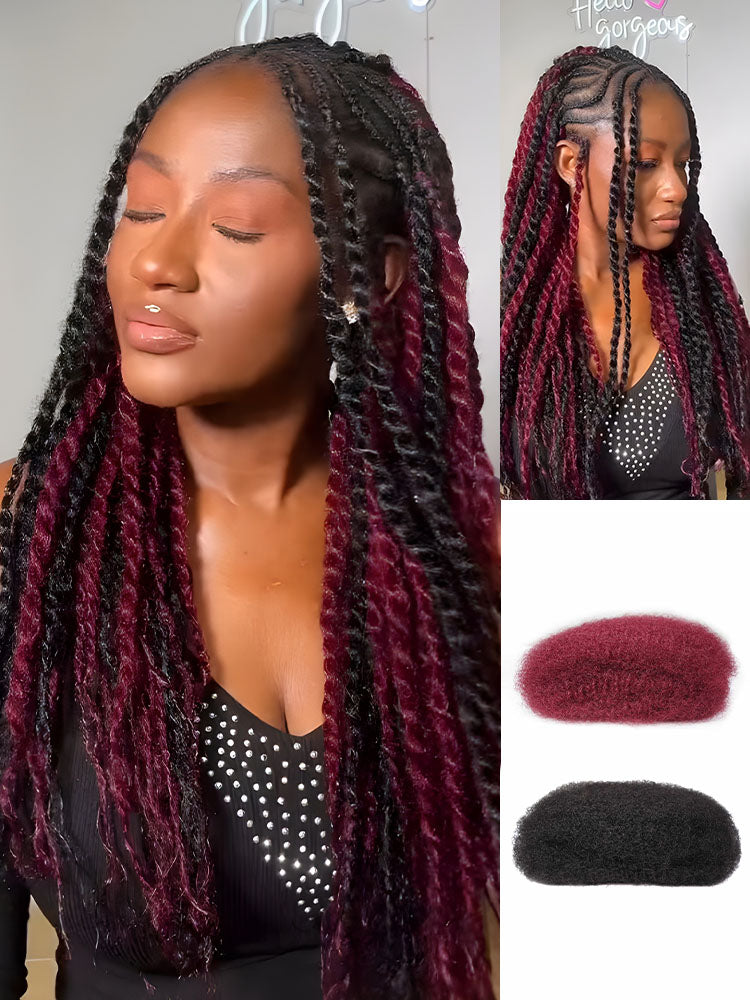 Noble Natural Black+Burgundy Two Colors KinkyBraid Pro Synthetic Kinky Twist Braids Hair Extension