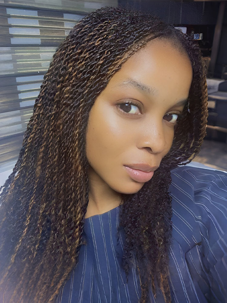 Noble Natural Black+Auburn Brown Two Colors KinkyBraid Pro Synthetic Kinky Twist Braids Hair Extension