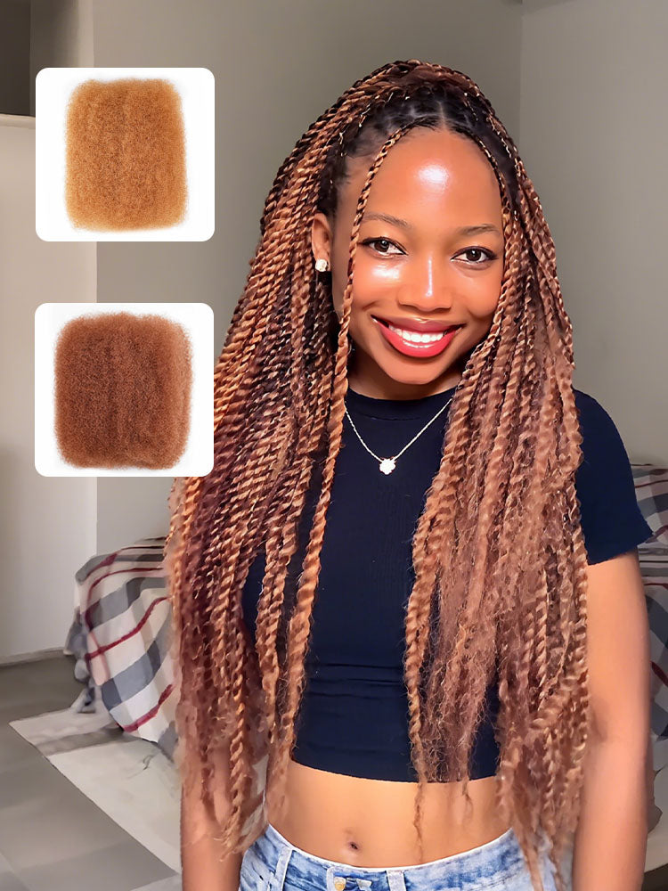 Noble Reddish Brown+Auburn Brown Two Colors KinkyBraid Pro Synthetic Kinky Twist Braids Hair Extension