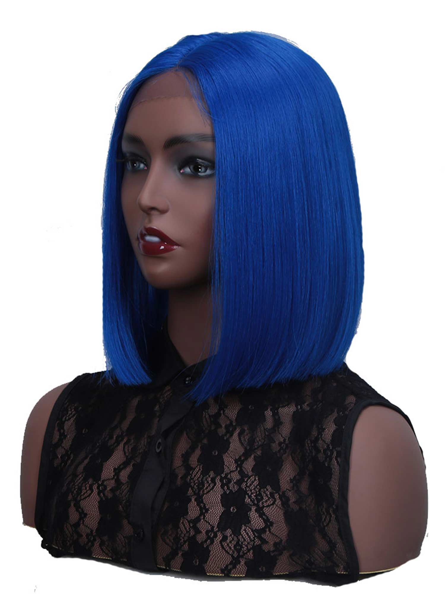 Noble 11 Inch T Part Lace Front Wig Bob Classic Blue Color Synthetic Wig