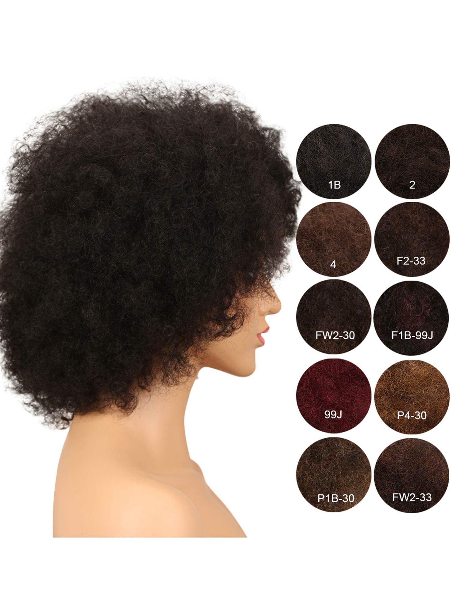 Noble 14 Inch Afro Curl Wig Human Hair Frosted Colors Human Hair Wig