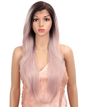 Bella 360 Lace Frontal Wig Synthetic Wig Pink Hair Straight Lace Frontal 28 Inch Heat Resistant Free Part Wigs For Black Women