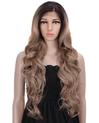 NOBLE Easy 360 Synthetic HD Lace Frontal Wig | 28 Inch Long  Wavy Light Brown Wig | Queen