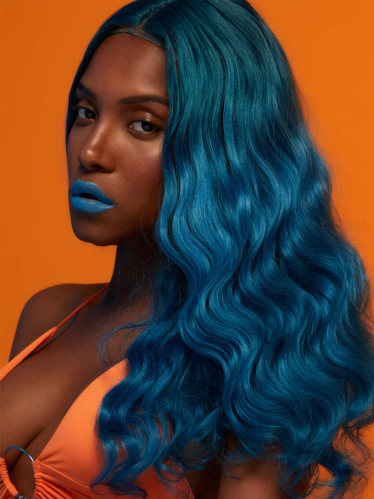 Noble 24 Inch Body Wave T Part Lace Wig Colorful Ombre Color Synthetic Wig