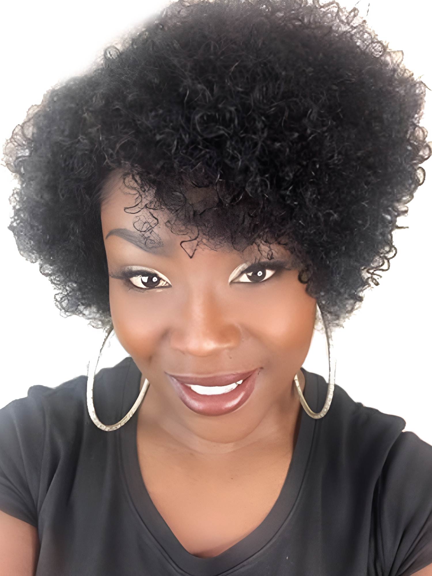 Noble 10 Inch Short Curly Afro Wig Side Part Lace Wig Black Color #1 Synthetic Wig