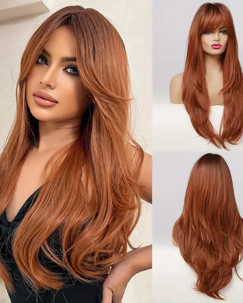 Long Wavy Hair Wig - Synthetic Hair Replacement Wig with Butterfly Haircut for Women