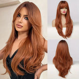 Long Wavy Hair Wig - Synthetic Hair Replacement Wig with Butterfly Haircut for Women