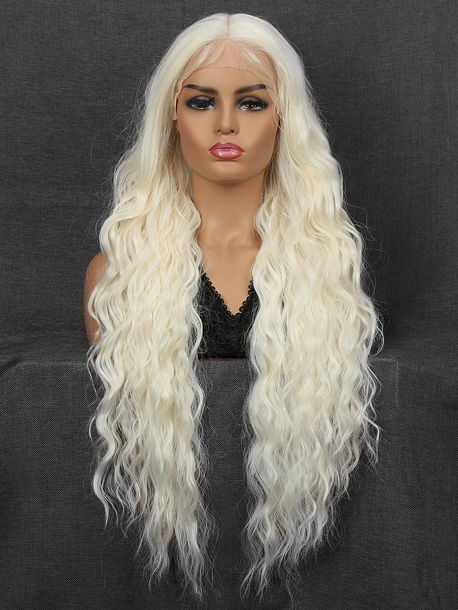 Noble 32 inch Layered Body Wave Platinum Blonde Elsa Cosplay Wig Synthetic Wig