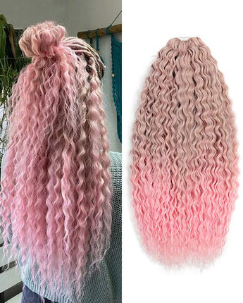 Noble 24Inch Water Wave Ombre Blonde Pink Twist Crochet Braid Hair Extension| 1 Pack