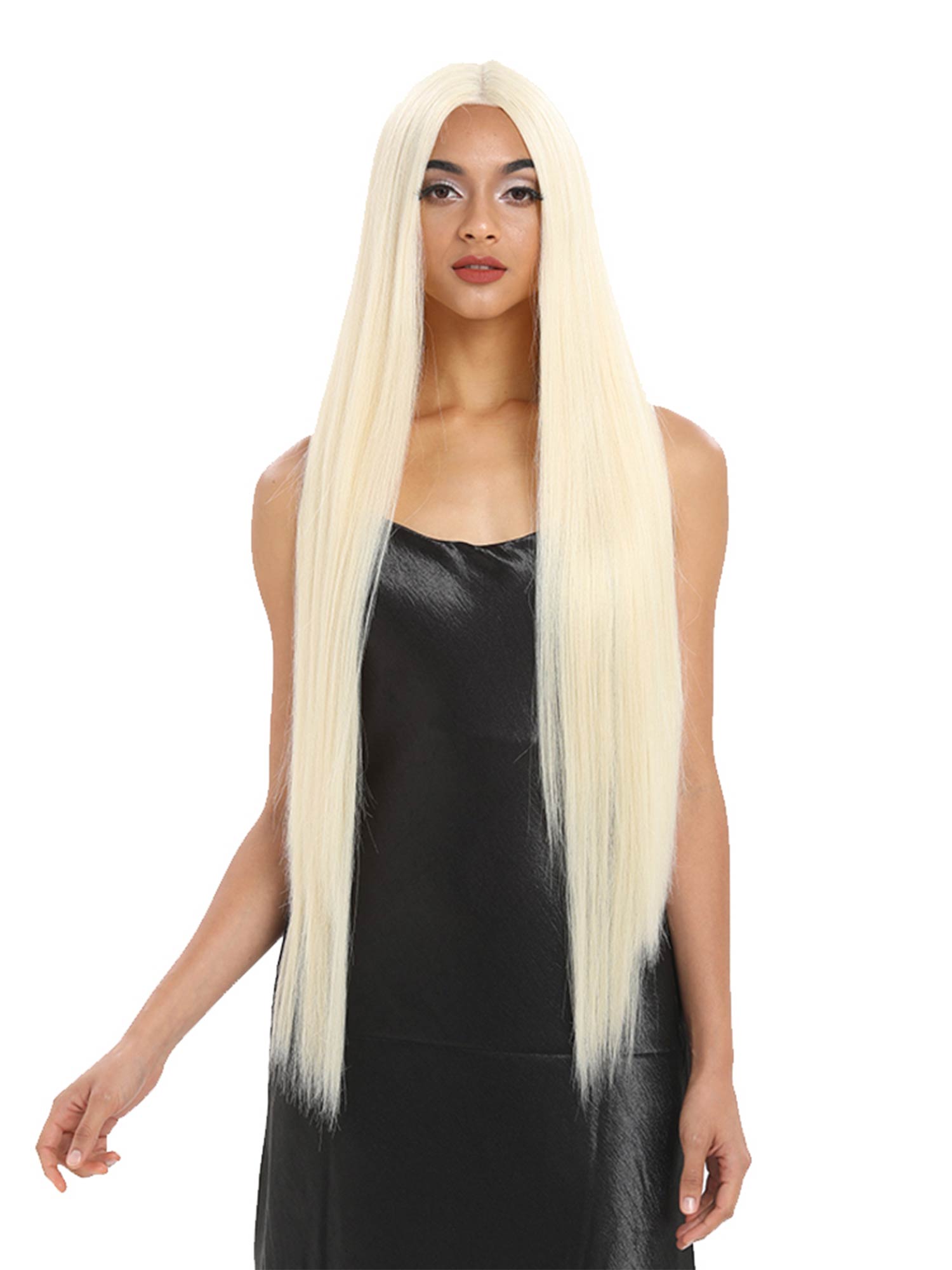 Noble 38 inch Super Long Straight 613 White Blonde Synthetic Wig
