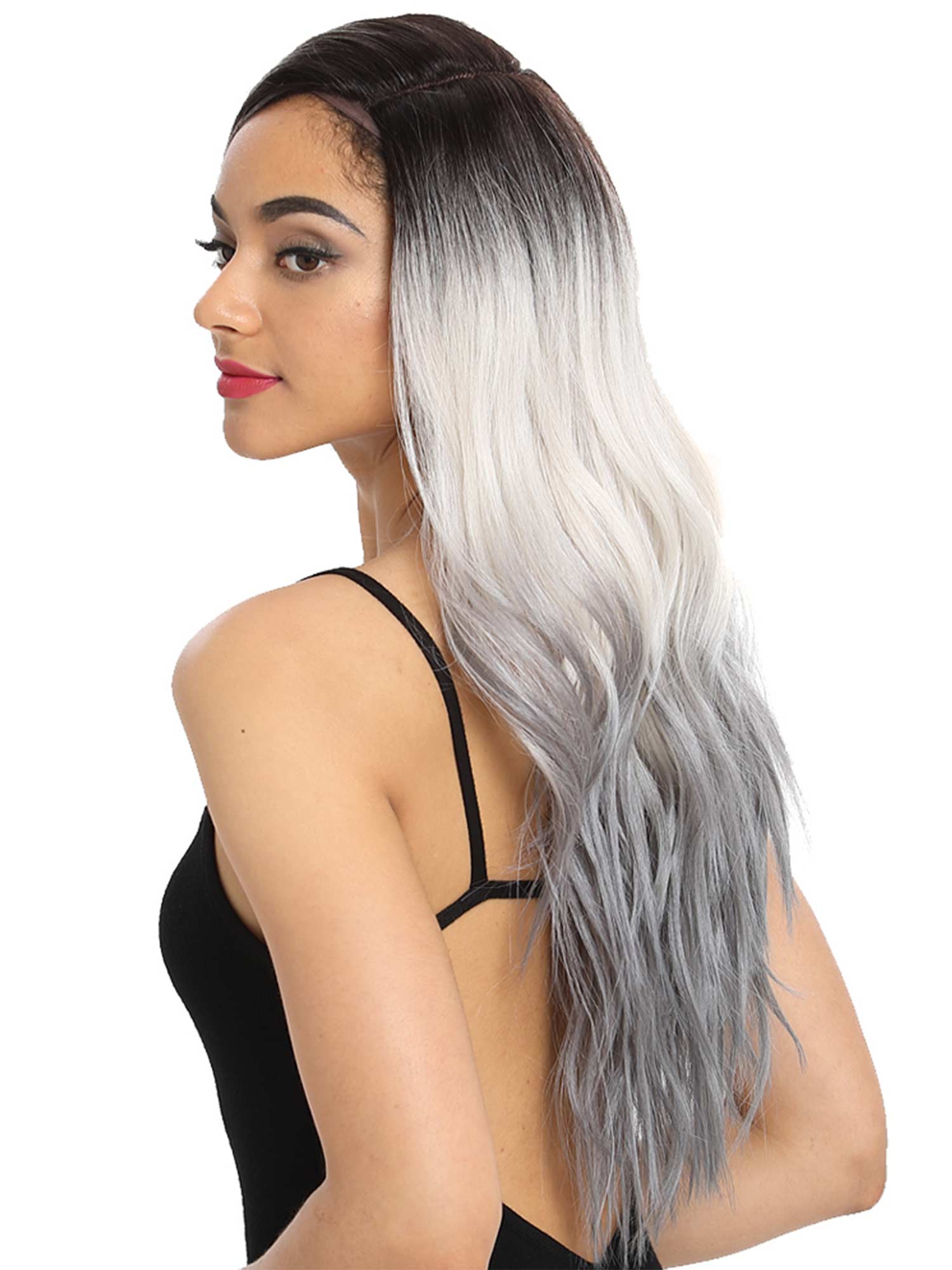 Noble 27 Inch 5 Inch Lace Side Part Ombre Color Wig Ombre Color Synthetic Wig