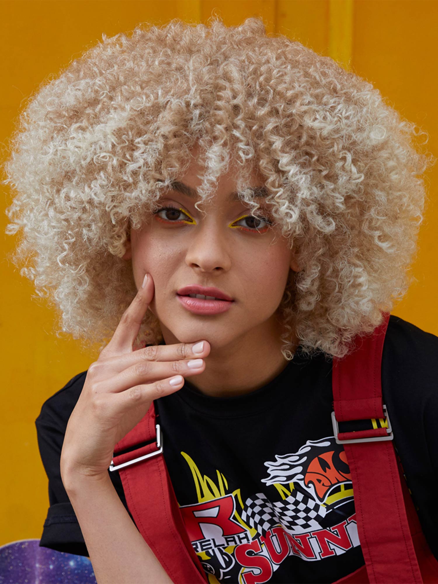 Noble 14 Inch Bouncy Afro Kinky Curly Wig Blonde Color Synthetic Wigs