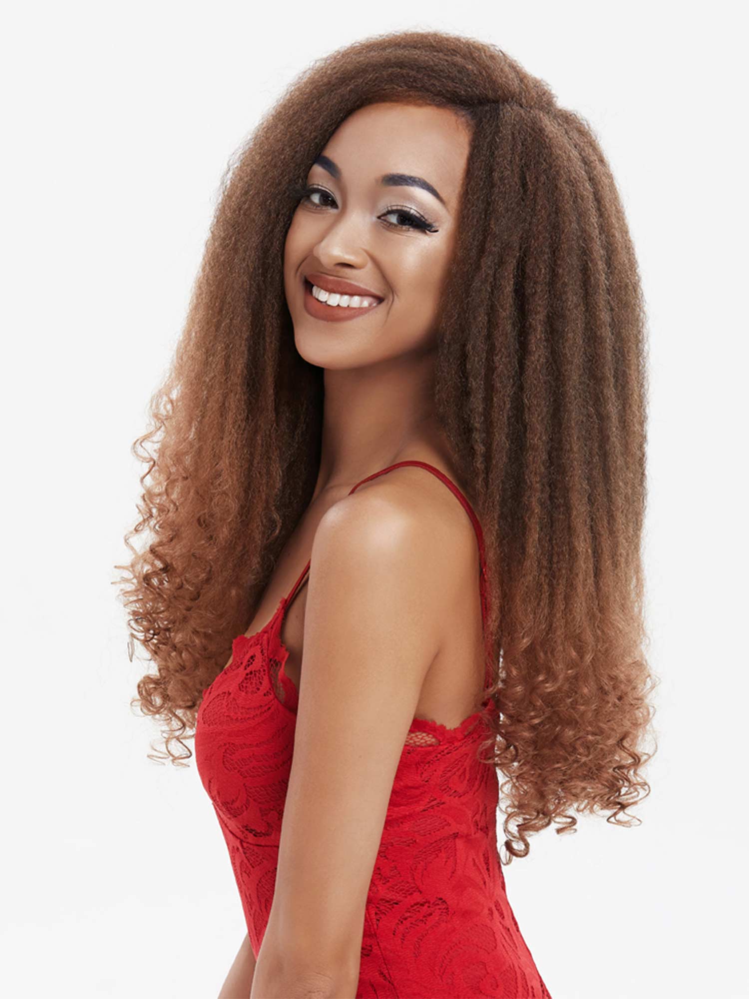 Noble 21 inch Afro Dreadlock Wig  6 inch Side Lace Part Synthetic Wig Ombre Color