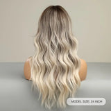 24 Inch Gray Ombre Long Curly Middle Part Wig