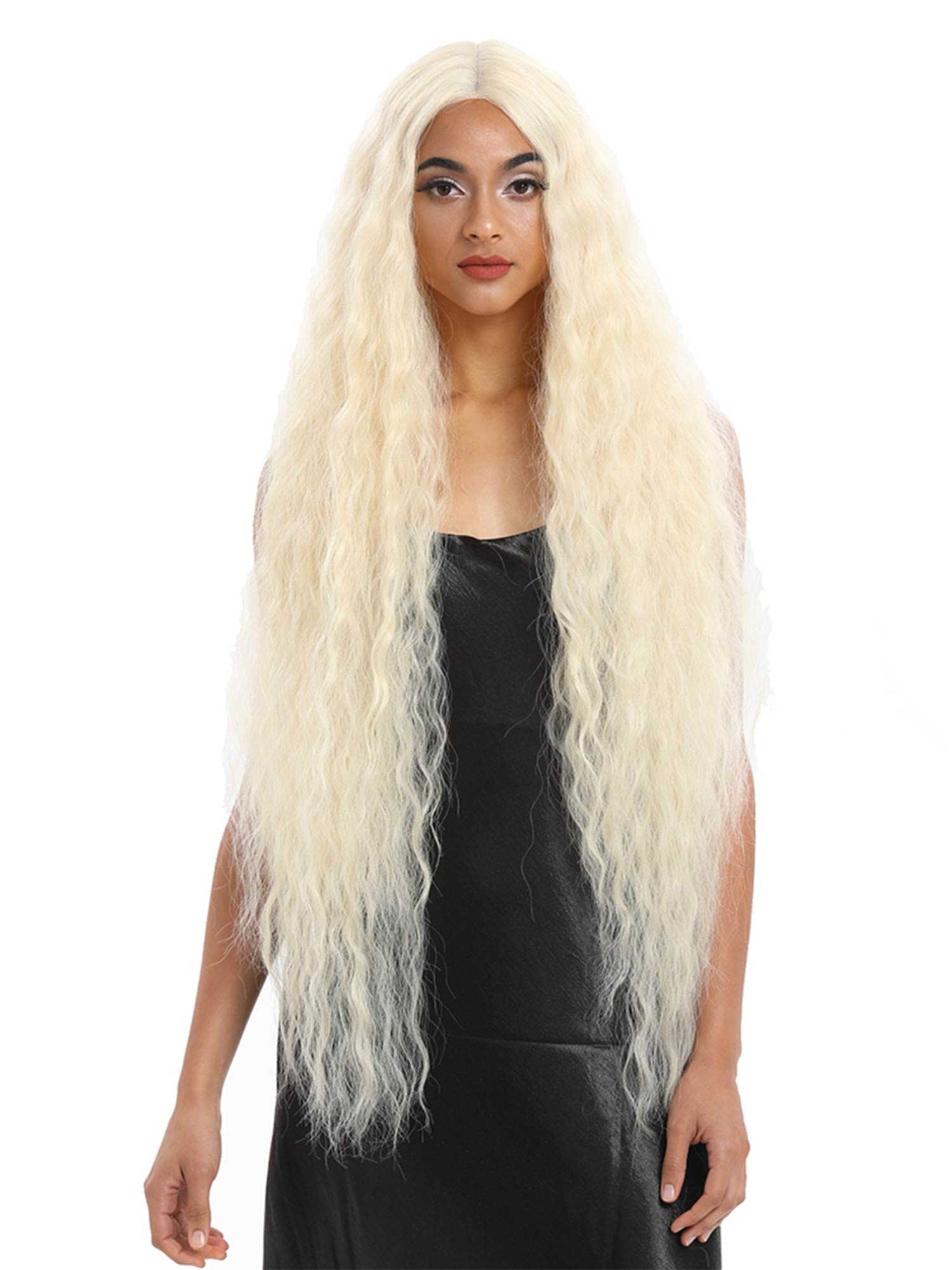 Noble 41 Inch Super Long Bohemian Wavy White #613 Blonde HD Lace Synthetic Wig
