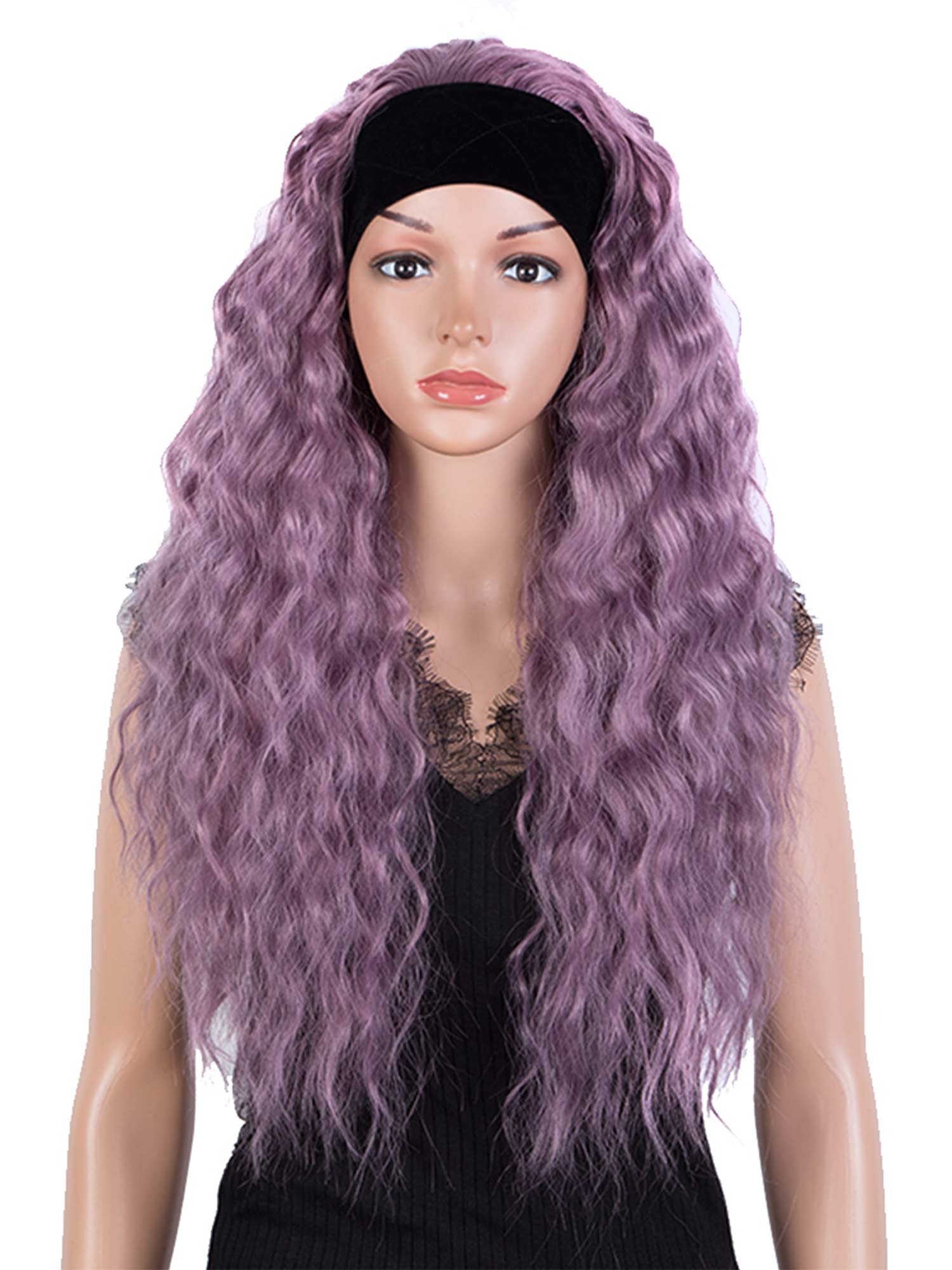 Noble 29 Inch Water Wave Natural Black Color Headband Wigs Synthetic Wig