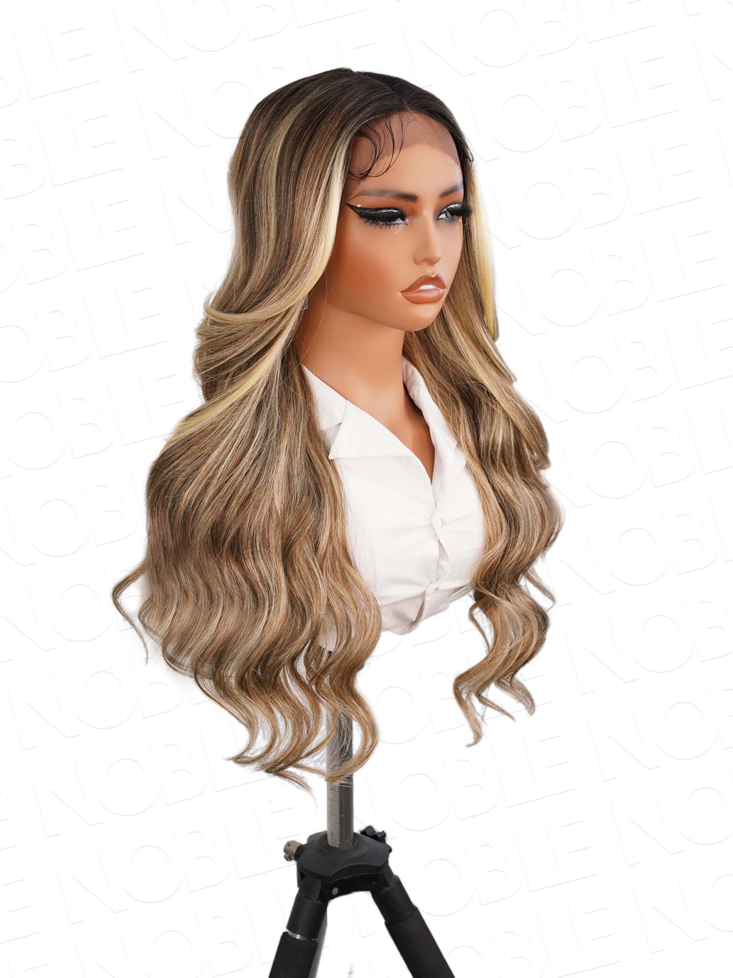Noble Mixed #613 Blonde Body Wave 13×5×1 T-Part Lace Synthetic Wig Middle Part Wig