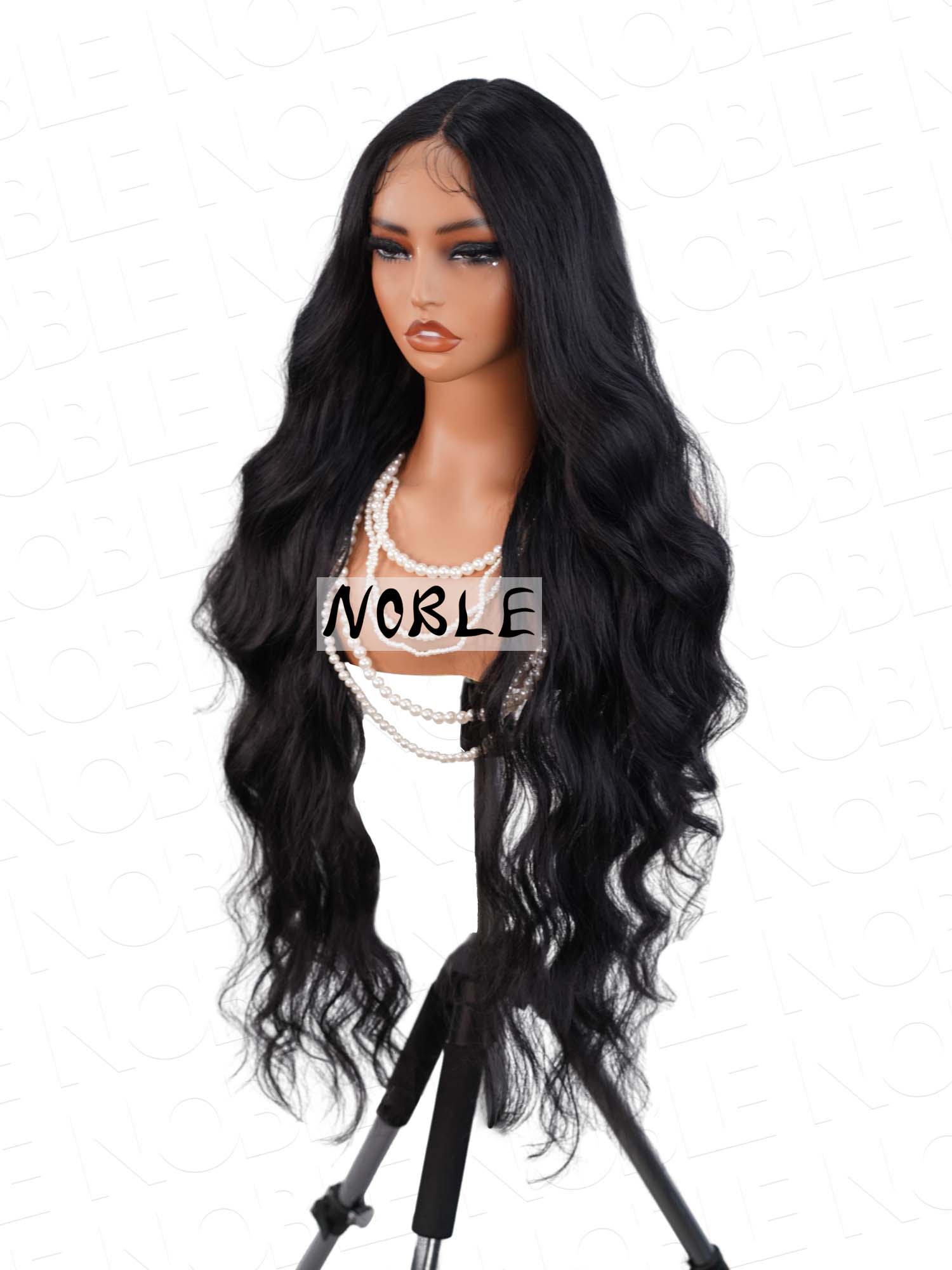 Noble 36 Inch Lace Front Wig T-Part Synthetic Body Wave 13×4×1 Lace Wig Pre Plucked Natural Color