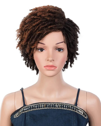 Bella Afro Kinky Curly Wig Synthetic Short Wig 10 inch Dreadlock Curly Hair Ombre Red Blonde Orange Cosplay Wigs for Black Women