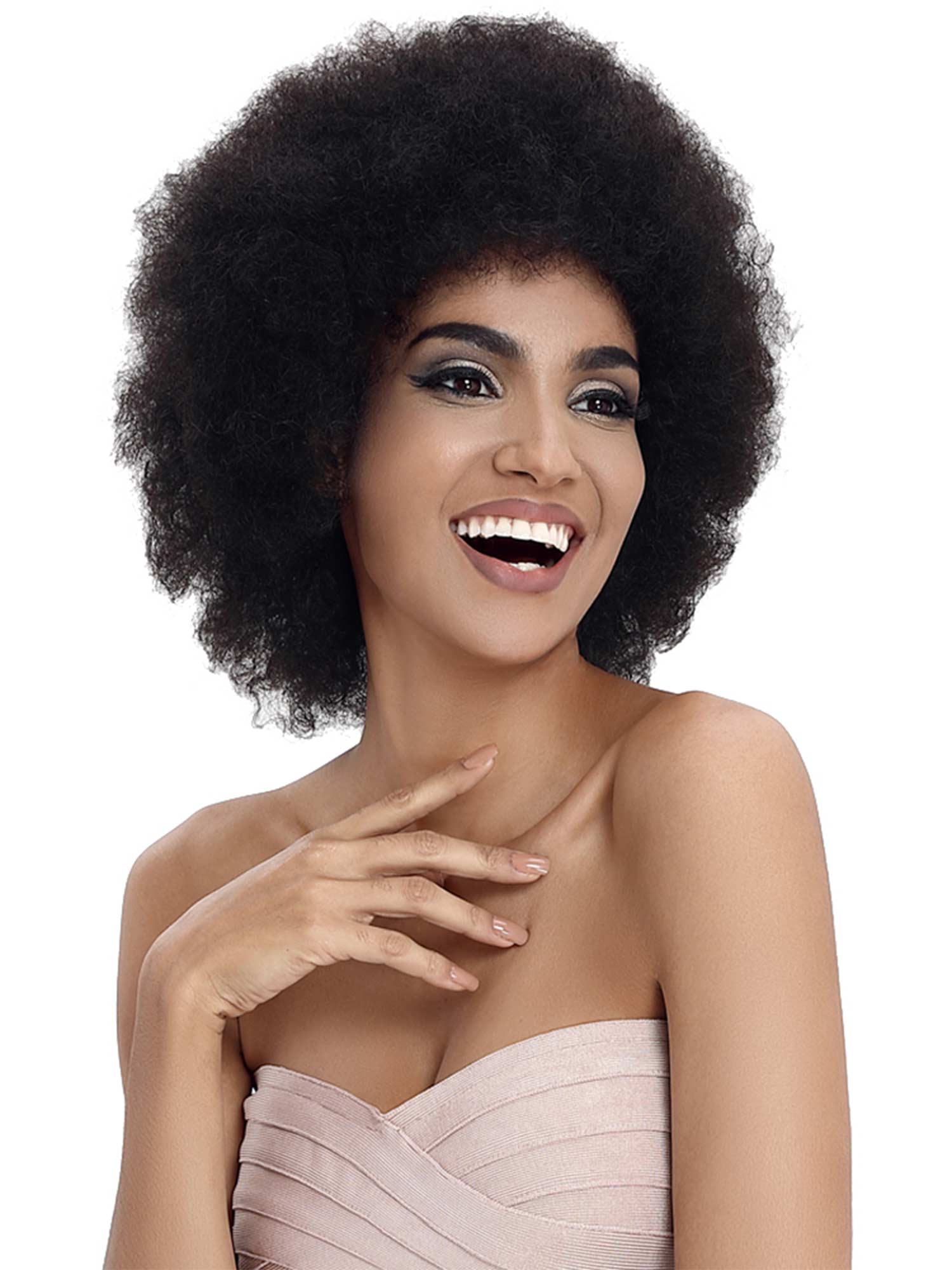 Noble 14 Inch WH Afro Curl Wig Natural Black Human Hair Wigs For Black Women