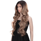 NOBLE Easy 360 Synthetic HD Lace Frontal Wig | 28 Inch Long  Wavy Light Brown Wig | Queen