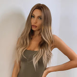 Long Brown Blonde Wig - Natural Look for Daily & Party Use - Heat Resistant Synthetic Hair