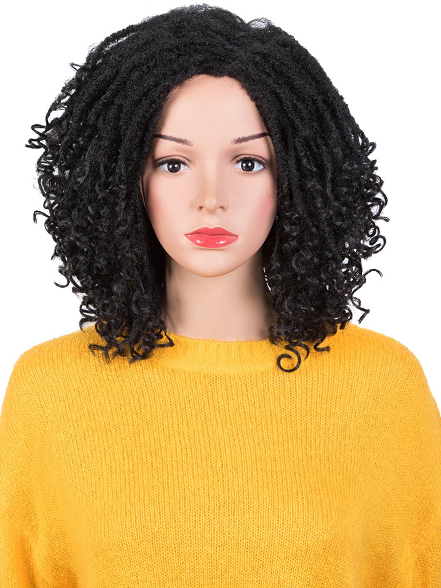 Noble Short Dreadlock Wigs Faux Locs Twist Wig Natural Black Color Synthetic Wig