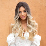 24" Inch Charming Ombre Blonde Long Wavy Synthetic Wig