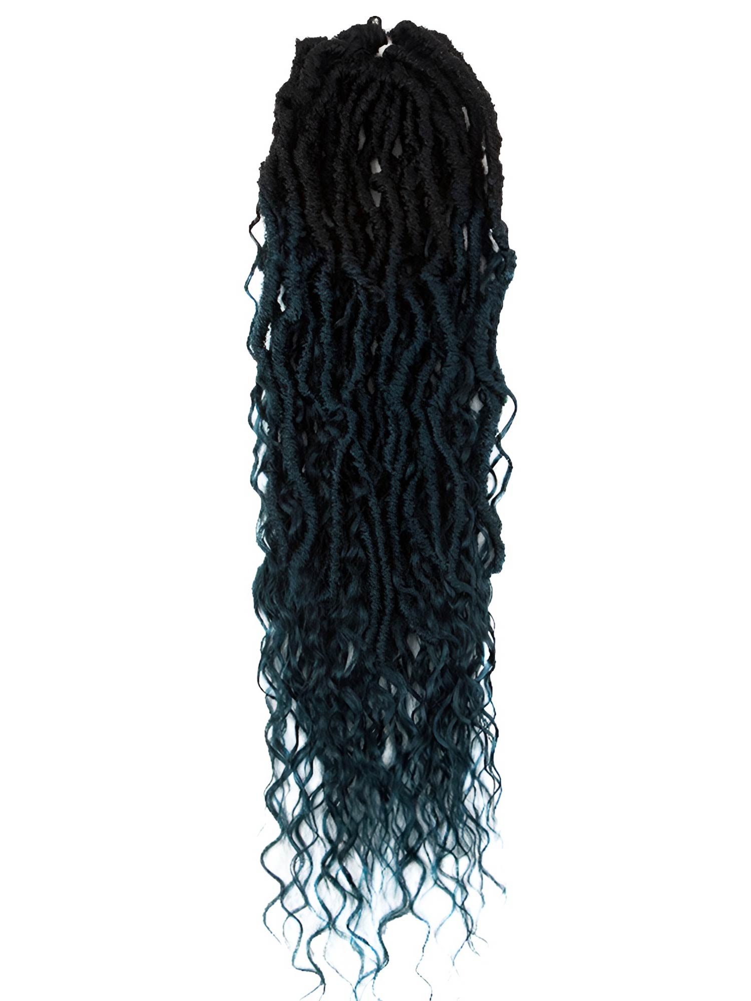 NOBLE 20 inch Pre-Looped Braiding Hair Extensions with Curly Ends Ombre Color Dark Blue Synthetic Hair