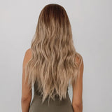 Long Brown Blonde Wig - Natural Look for Daily & Party Use - Heat Resistant Synthetic Hair