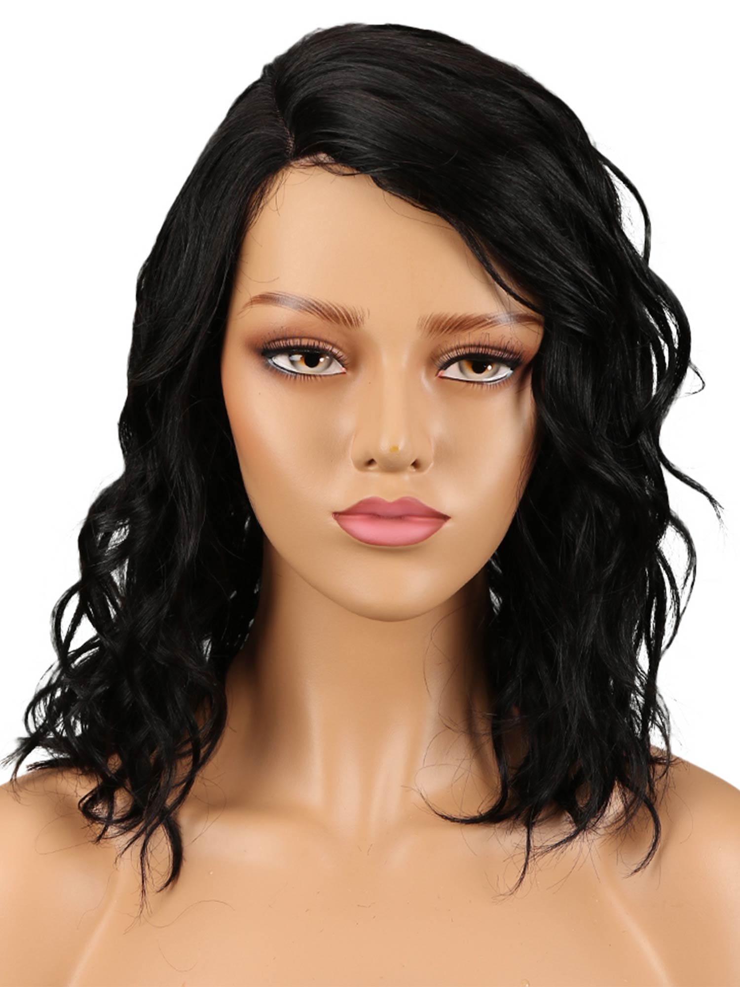 Noble  14 Inch Loose Curly Wig Side Part Lace Human Hair Lace Wig