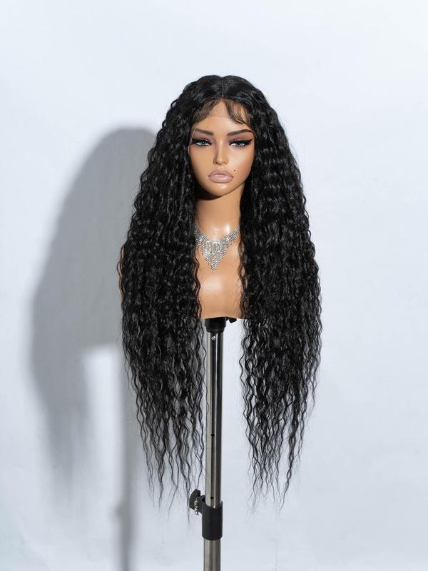 Noble 34 Inch Long Curly Synthetic Lace Front Wigs Pre Plucked With Baby Hair Bang