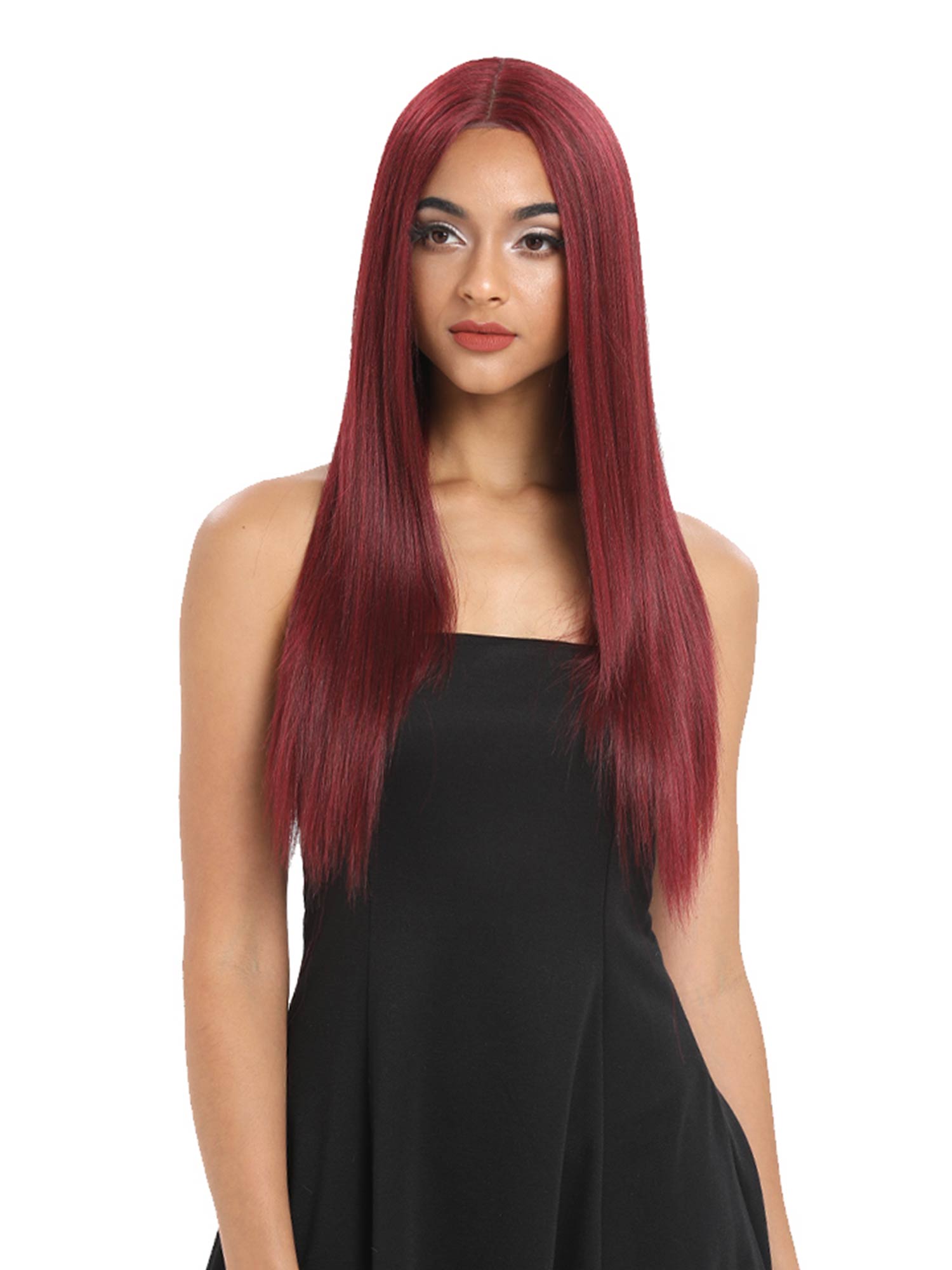 Nobel 26 Inch Classic Straight 4.5 Inch Lace Wig Ginger Orange Color Synthetic Wig