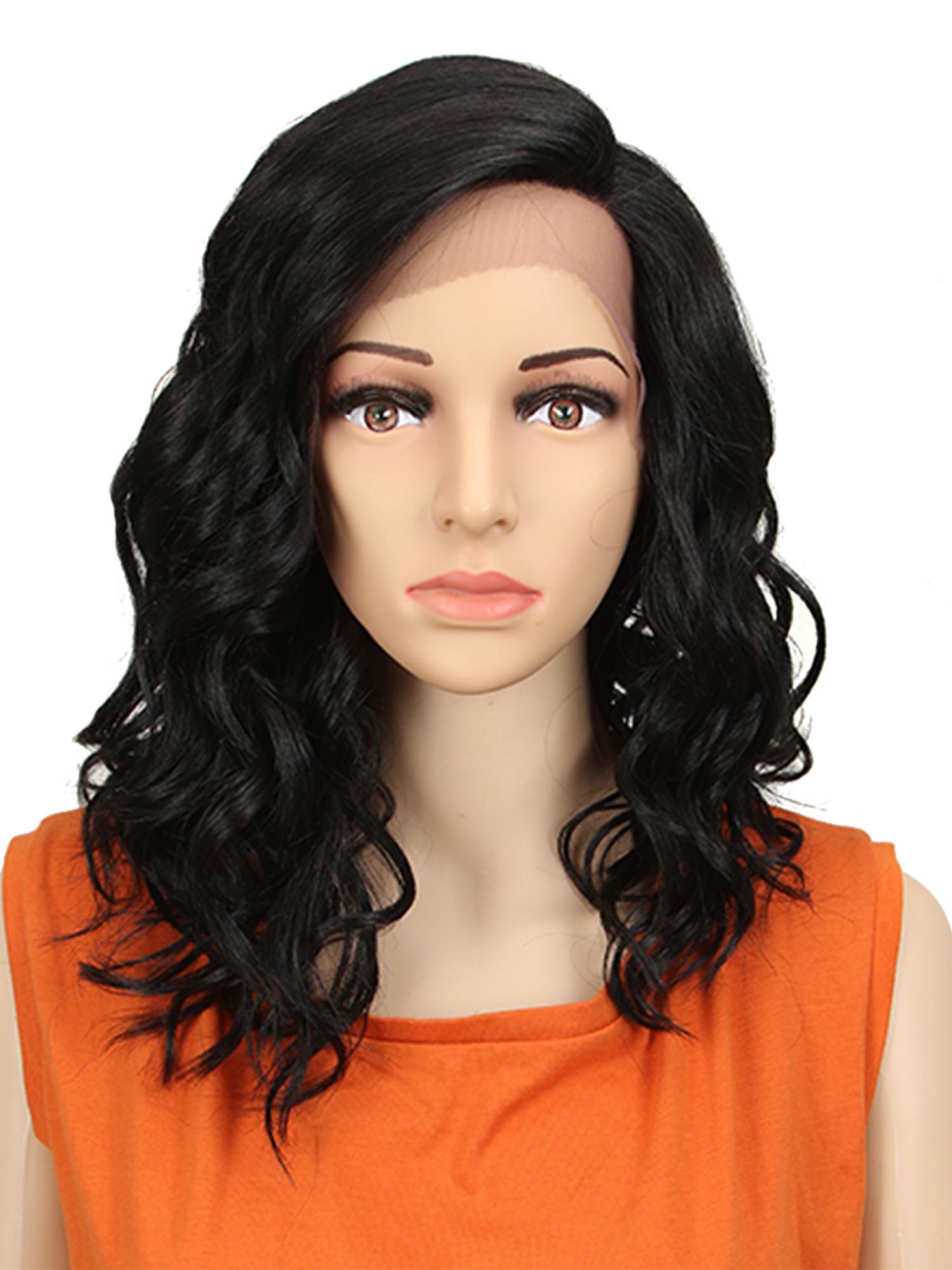Noble 18 Inch Synthetic T Part Lace Front Wig Loose Wave Natural Black