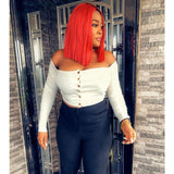 NOBLE Shakia Synthetic Lace Front Wigs 14 Inch Middle Part Over Shoulder Blunt Cut Bob Wig Rec Color - Noblehair