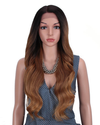 NOBLE Wilma Synthetic 13*4 Lace Frontal Wigs With Baby Hair丨27 Inch Long Wavy Wig丨Ombre Brown