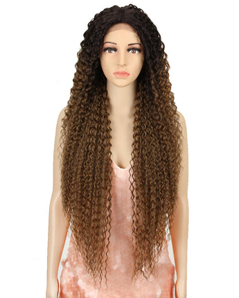 NOBLE Synthetic Lace Front Wig |  38 Inch Long Naturally Curly | Ombre Brown | Super L-Curl - Noblehair