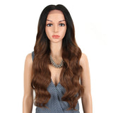 NOBLE Wilma Synthetic 13*4 Lace Frontal Wigs With Baby Hair丨27 Inch Long Wavy Wig丨Ombre Brown
